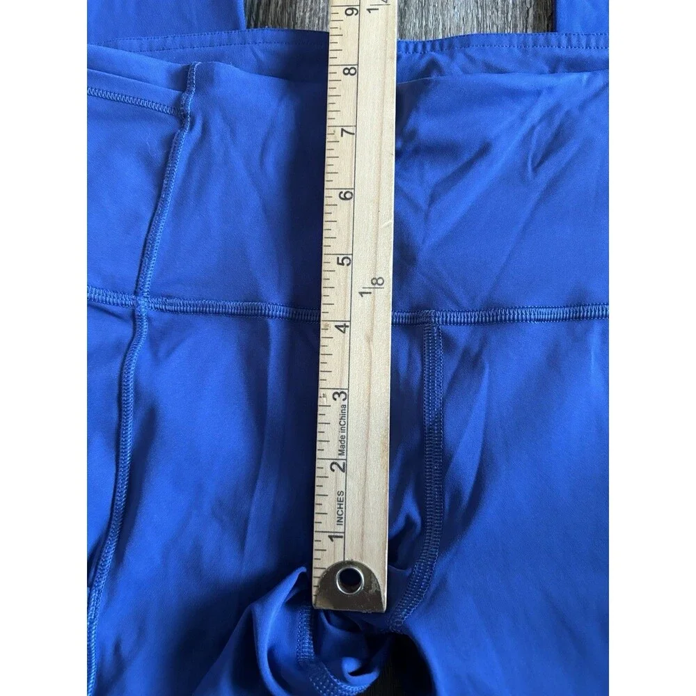 Lululemon Fast and Free High Rise Nulux Blue Logo Ankle Tights Size 6